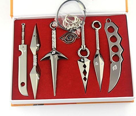 Naruto Hatake Kakashi Deidara Kunai Shuriken Weapons Pendant Cosplay retail 7 pcs/set