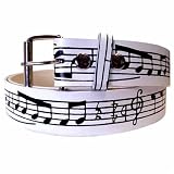 WHITE BELT W/MUSICAL NOTES & REMOVEABLE BUCKLE -XL