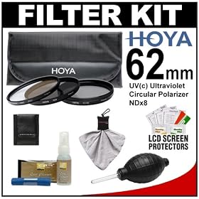 Hoya 62mm 3-Piece Digital Filter Set (HMC UV Ultraviolet, Circular Polarizer & ND8 Neutral Density) with Case + Nikon Cleaning Kit for Nikon 105mm f/2.8 G VR AF-S Micro, 60mm f/2.8, 70-300mm f/4-5.6 G, 85mm f/1.8 D Lens