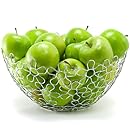Chrome Flower Fruit Bowl Holder Steel Wire Basket Kitchen by Spectrum
