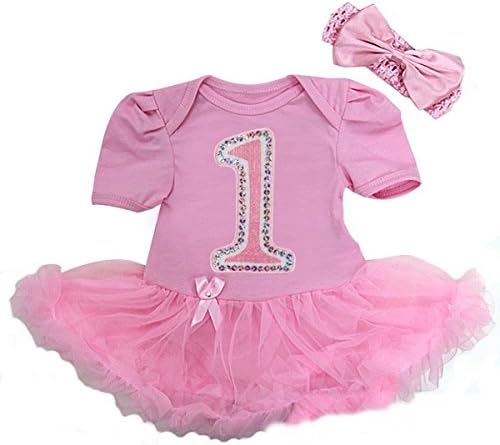 Glitter 1st Birthday Bodysuit X-Large Pink