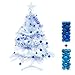 KIStore 24pcs Multicolor Decorative Snow White and Silver Theme Decorative Balls, 1.57-Inch, Blue