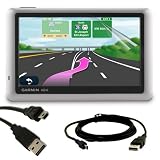 Premium Clear Crystal Screen Protector + USB Cable for Garmin n¨¹vi 1450/1450LMT 5-Inch Portable GPS Navigator