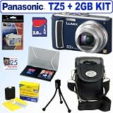Panasonic Lumix DMC-TZ5A 9MP Digital Camera (Blue) + 2GB Accessory Kit