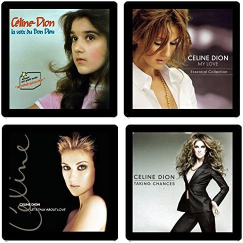 Celine Dion Coaster Collection- (4) Different Album Covers Reproduced Onto Absorbent, Soft, Collectible Coasters - by N2Pics