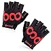 BOODUN Cycling Gloves with Shock-absorbing Foam Pad Breathable Half Finger Bicycle Riding Gloves Bike Gloves B-001, Black with Red Logo, XX-Large