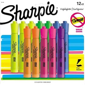 Sharpie Accent Tank-Style Highlighters, 12 Colored Highlighters(25145)