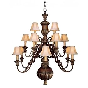 Minka Lavery Belcaro 948-126 Large 15-LT 900w (48"H x 42"W) Chandelier Lighting in Belcaro Walnut