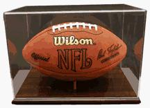 Collectors Football Display Case with Wood Finished Base