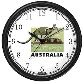 Kangaroo - Australia Theme Wall Clock by WatchBuddy Timepieces (Hunter Green Frame)
