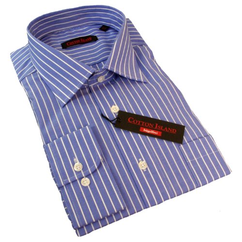 Cotton Island Langarm Hemd blau weiss 100% Baumwolle 