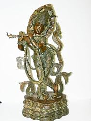 Lord Krishna Fluting Brass Sculpture Krishna Statue Beautiful Fine Detail 33"