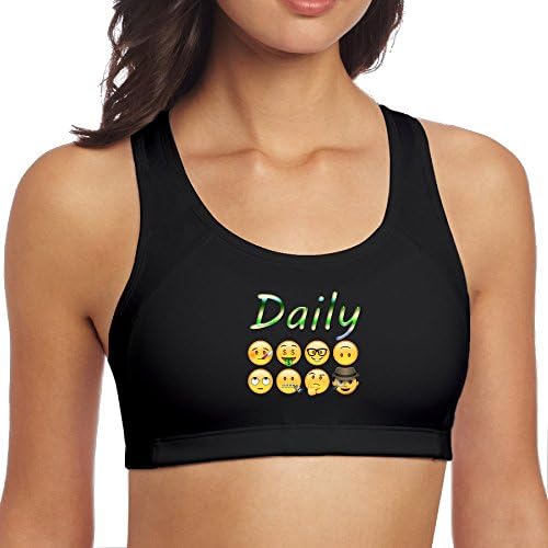 TIKE Women's Daily Emoij Face Running Tank Tops Black Size S