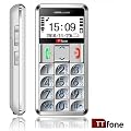 TTfone TT099 SILVER - Senior Basic Mobile Phone with Crystal White Large easy to read Display, Big Buttons, Torch, FM Radio and SOS Emergency Button - NOW WITH LARGE PRINT EASY USER MANUAL
