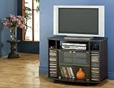 Glass Door Cappuccino Finish Television TV Stand Rack