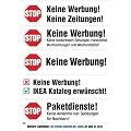 4er Pack - Keine Werbung! Aufkleber in 5 verschiedenen Motiven (in Wei�)