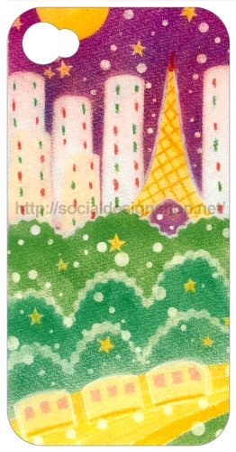 001）『happytrain』（ASA）アマゾン限定 iPhone4,4S対応ホワイトケース（social　design　shop）