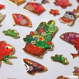 【送料無料】P-WORK/シール/年賀/ふちキラ年賀シール 縁起物
