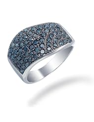 1.1 CT Blue Diamond Ring in Sterling Silver in Size 7