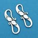 2 Bali Silver Art Nouveau S-Hook Clasps Jewelry 22mm