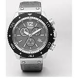 Fossil Men's JR1203 Silver Leather Strap Grey Analog Dial Chronograph Watch