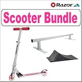 Razor A Kick Scooter (Pink) + Razor Punk Park Ramp and Punk Rail