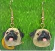 Pug Fawn - Dog Figurine Jewelry Earrings Hook