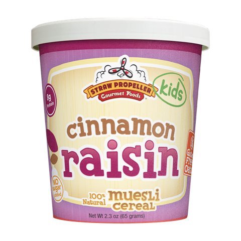 Straw Propeller Gourmet Foods 2.3 oz. Cinnamon Raisin Cold Cereal Muesli, Case Pack 12