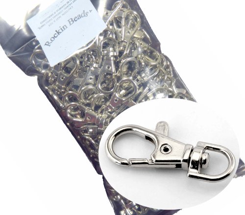Rockin Beads Brand Nickle Plated Lobster Claw Swivel Clasps for Key Ring 38x16mm(1 1/2