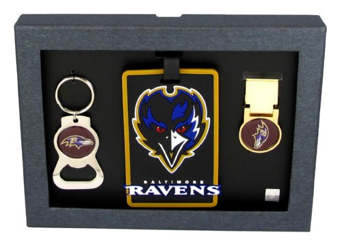 Baltimore Ravens - NFL Bottle Opener Key Ring, Luggage Tag, Money Clip Gift Set
