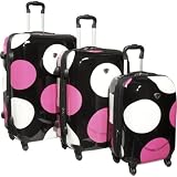 IT Luggage Shiny Large Dots 4-Wheeled 3 Piece Luggage Set