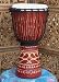 Antique Red Deep Carved African Style Djembe 19-20 in. Tall, 10-11 in Head