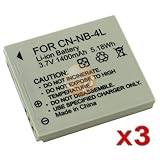 3 PACK Lithium-ion NB-4L NB4L Battery For Canon Camera