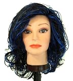 16 Off black,Blue straight waves synthetic wig