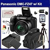 Panasonic LUMIX DMC-FZ47 Digital Camera (Black) with SSE Gift Package: Incl ....