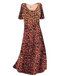 Plus Size A-line Glittering Short Sleeves Leopard Print Polyester/Spandex Maxi Dress 