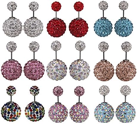 Jewelry1000 Luxury Women's Double Sided Ear Studs Charming Rhinestones Crystal Earrings Color 1