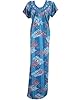 Womans Maxi Dress Blue Knit Caftan Embroidered Long Kaftans Loungerwear Xl