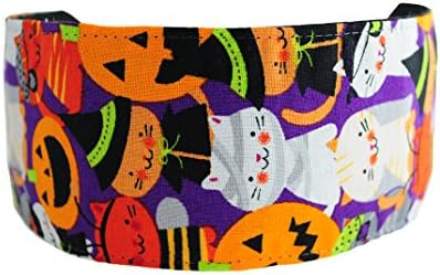 Halloween Headband, Kitties in Costume Over Purple, Pumpkins and Witches,soft Headband