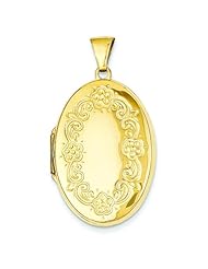 14K Yellow Gold Flower Locket Photo Pendant Jewelry |B