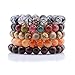 Qitian 10mm Onyx Gem Stone Beads Unisex Bracelets Stretch Handmade Elastic Bracelet Set of 5