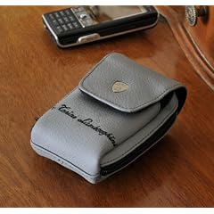 Elegante Ledertasche für Foto, Handy, Navi etc., grau, aus hochwertigem BMW-Leder der Edelmarke Torino Lamborghini, exclusive Erscheinung und Ausstattung mit diversen Fächern für Zubehör