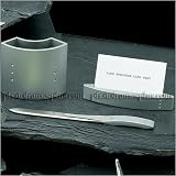 3 Piece Satin Silver Desk Set