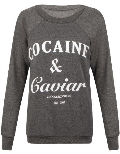 Women's Cocaine And Caviar Print Fleece Sweatshirt Jumper