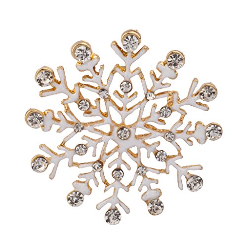 Lux Accessories White Crystal Snowflake Snow Flake Winter Xmas Christmass Brooch Pin Broach