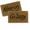 Come In/Go Away Ambigram Coir Doormat