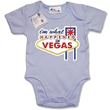 Dirty Fingers - I'm what Happened in Vegas - Baby & Toddler Short Sleeve Bodysuit / BabyGrow, 3-6 months, Blue