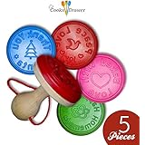 Cooks Drawer 5 Piece Cookie Cutter Stamp Set Plus Bonus 350 Cookie Recipes Cookbook
