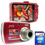 SVP Xthinn-737 Red 7MP 3x Optical zoom 3-inch LCD Digital Camera + FREE 4GB High Speed SD Memory Card