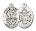 Sterling Silver St. George / Emt Pendant with Stainless Silver Heavy Curb Chain 24 inch